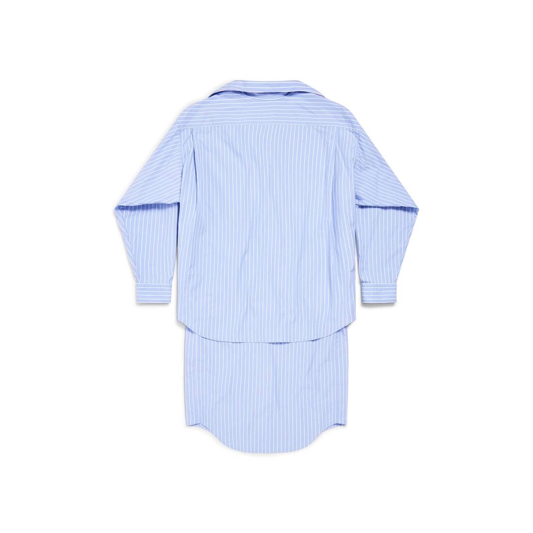 Women's Bb Classic Layered Shirt Dress in Light Blue/white - 7