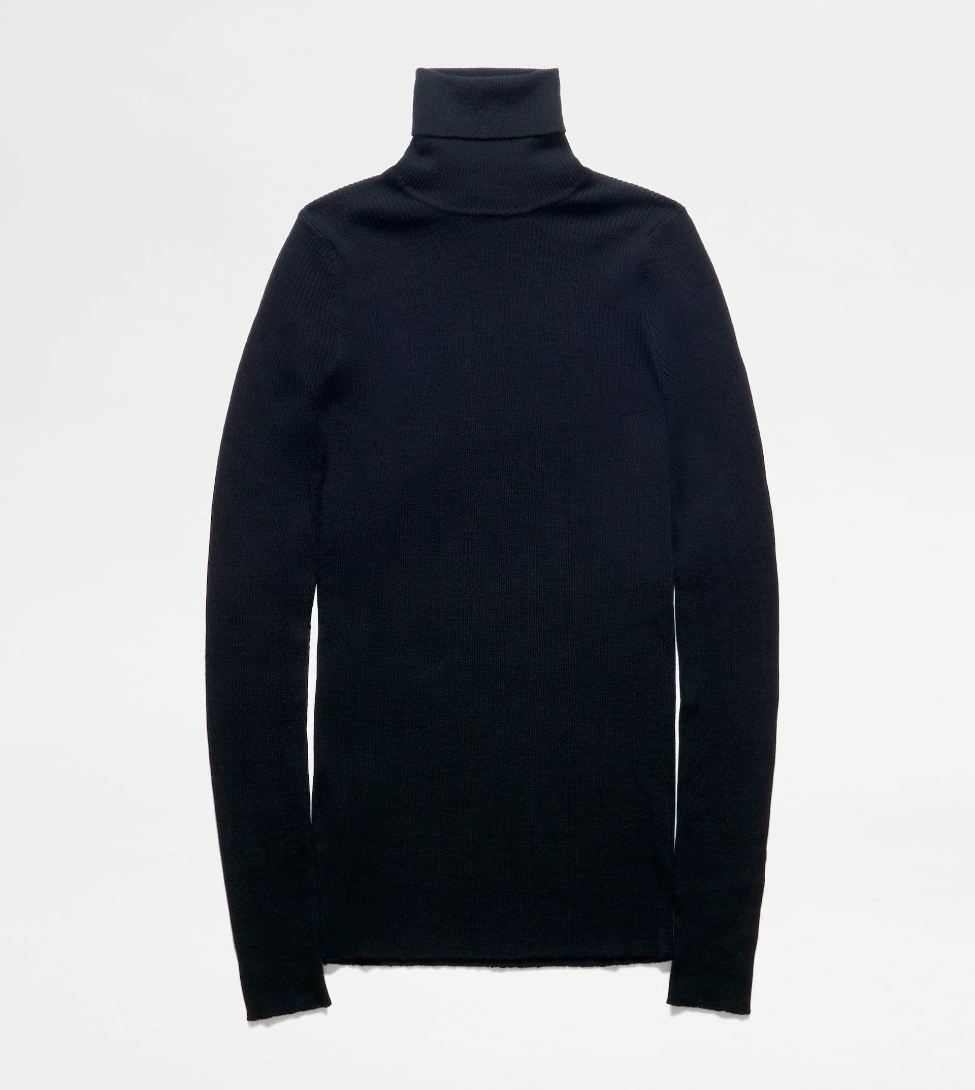 HIGH NECK JUMPER IN WOOL - BLACK - 1
