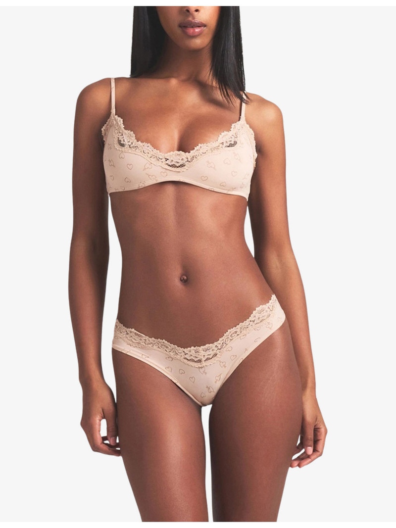 SKIMS Fits Everybody Dipped Lace-Trim Jersey Thong outlook