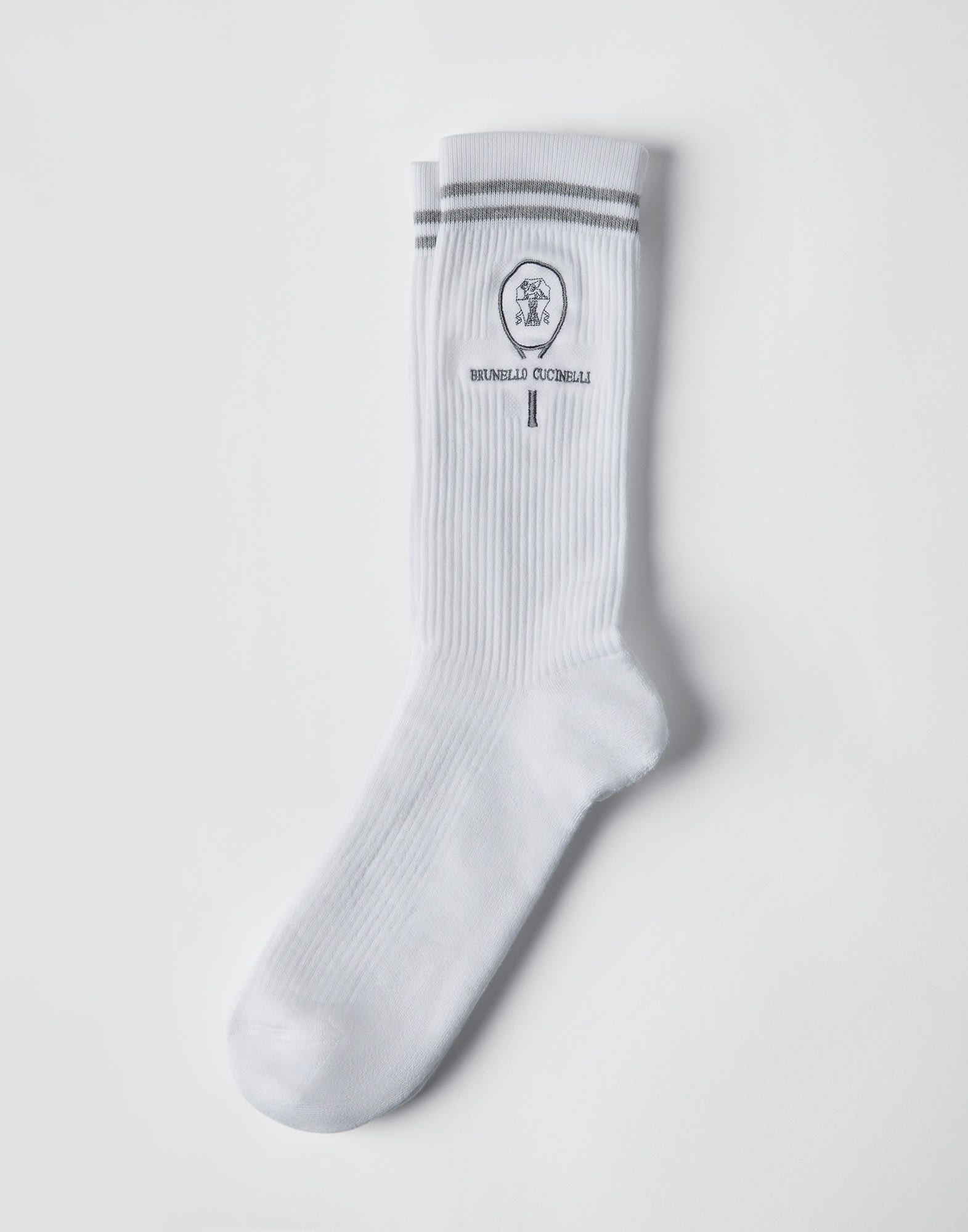 Techno cotton rib knit socks with embroidery - 1