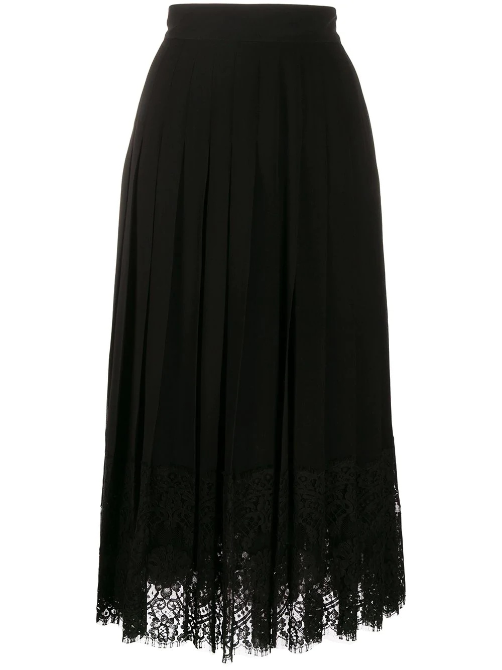 flared lace-hem skirt - 1