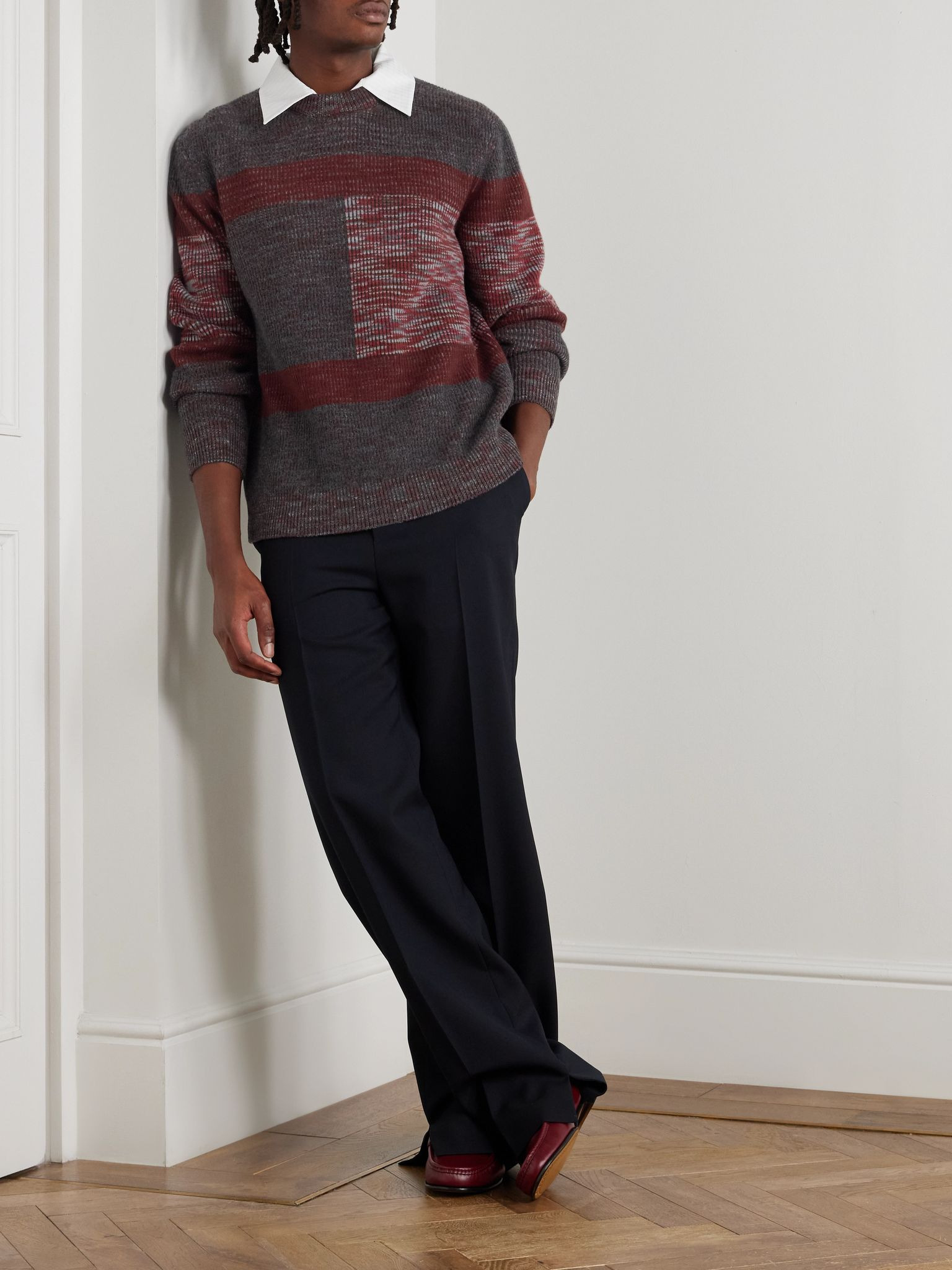 Space-Dyed Ribbed Wool Sweater Gray - 2