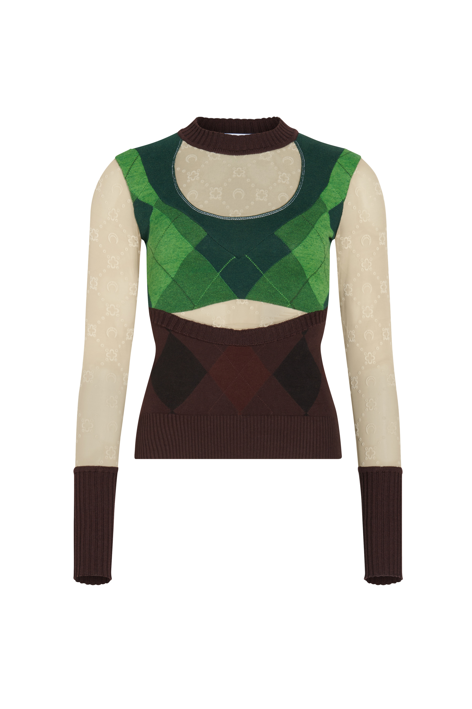 Regenerated Lozenge Knit Crewneck Pullover - 1