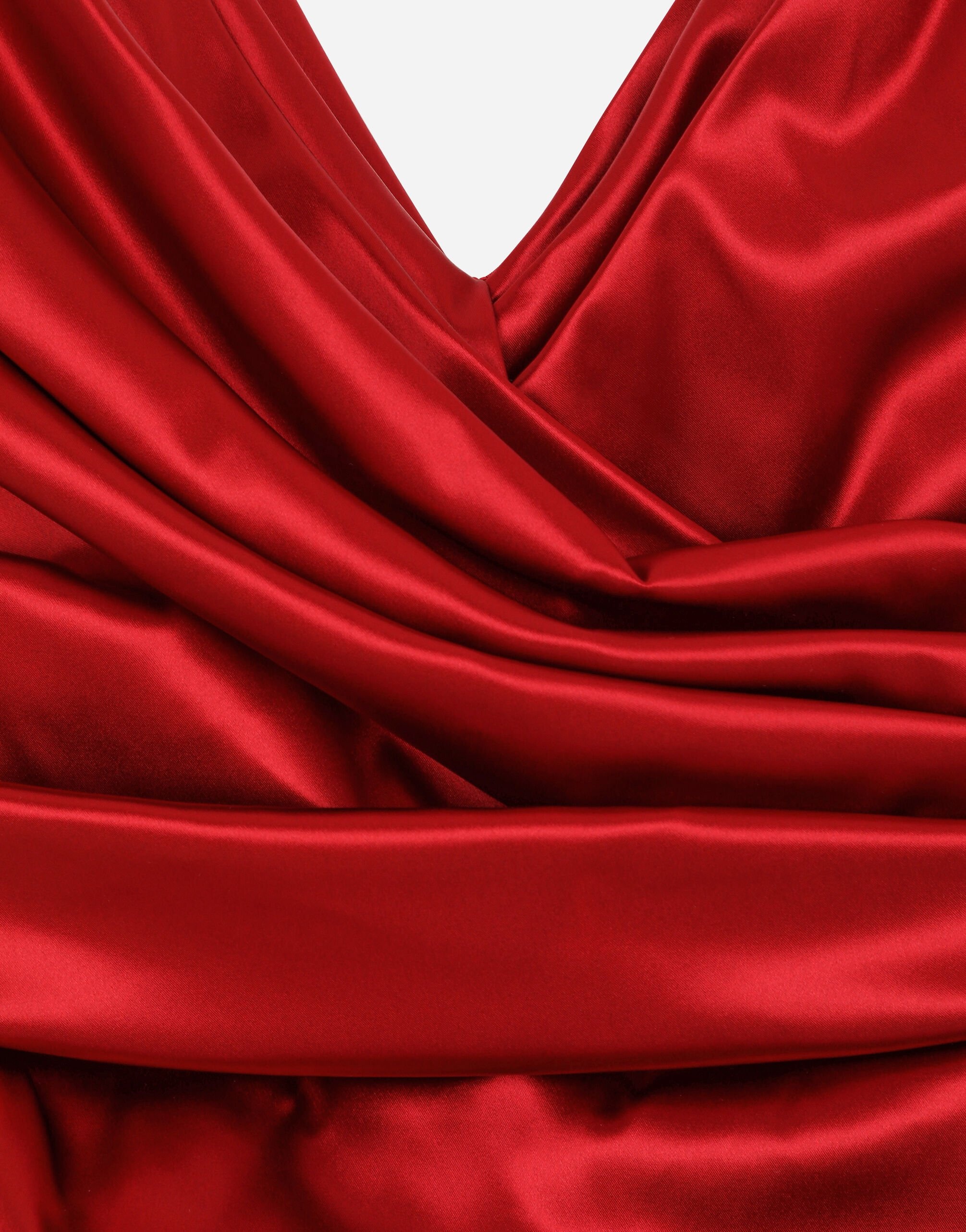 Satin draped calf-length dress - 8