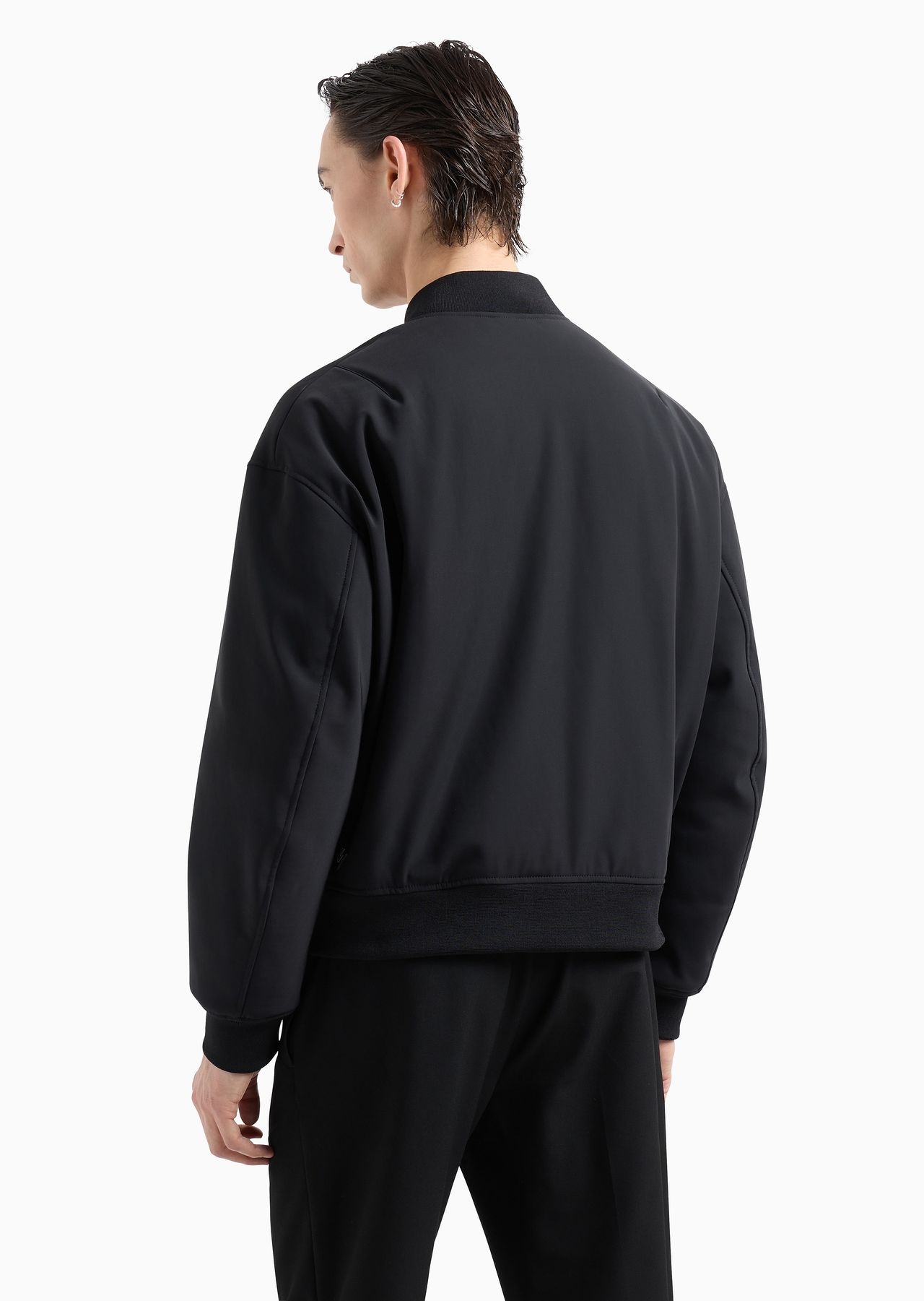 Zipped bomber jacket in technical stretch nylon - 3