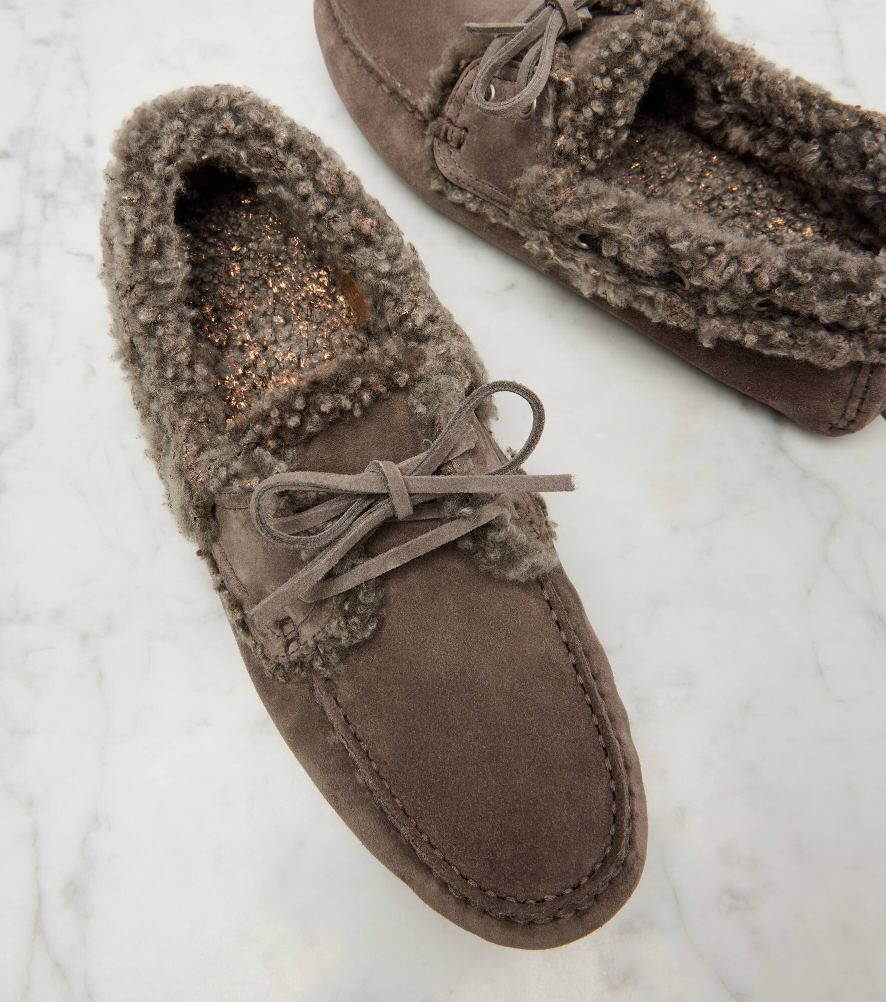 Monili shearling-trimmed suede moccasins - 5