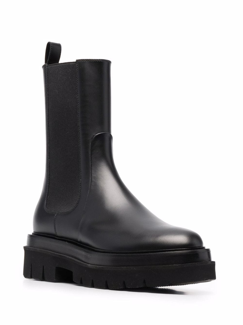 Santoni chunky leather ankle boots outlook