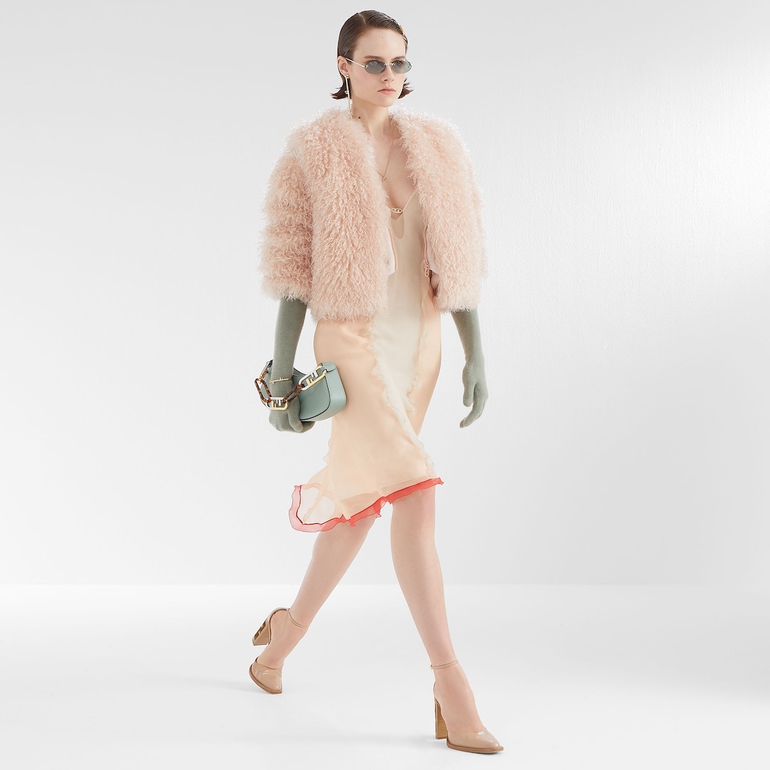 Pale pink chiffon dress - 4