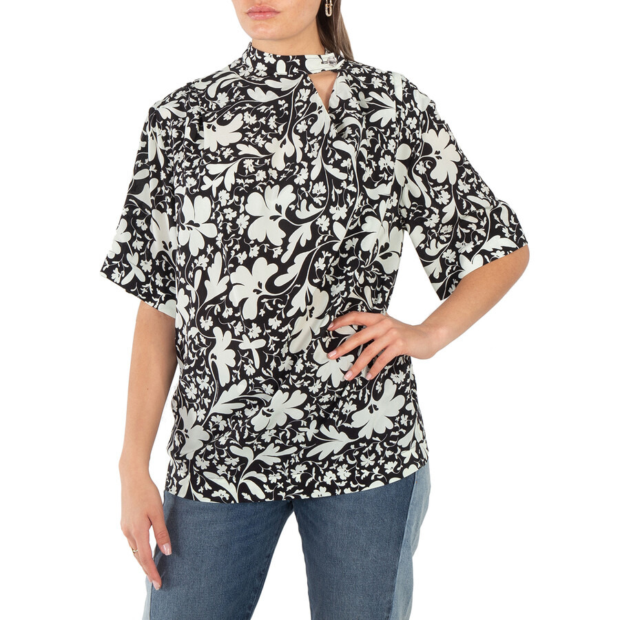 Stella McCartney Black Silk Foral Print Blouse - 3