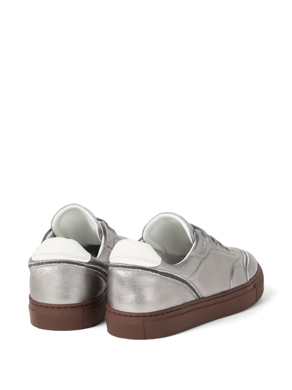 lamé-effect leather sneakers - 3