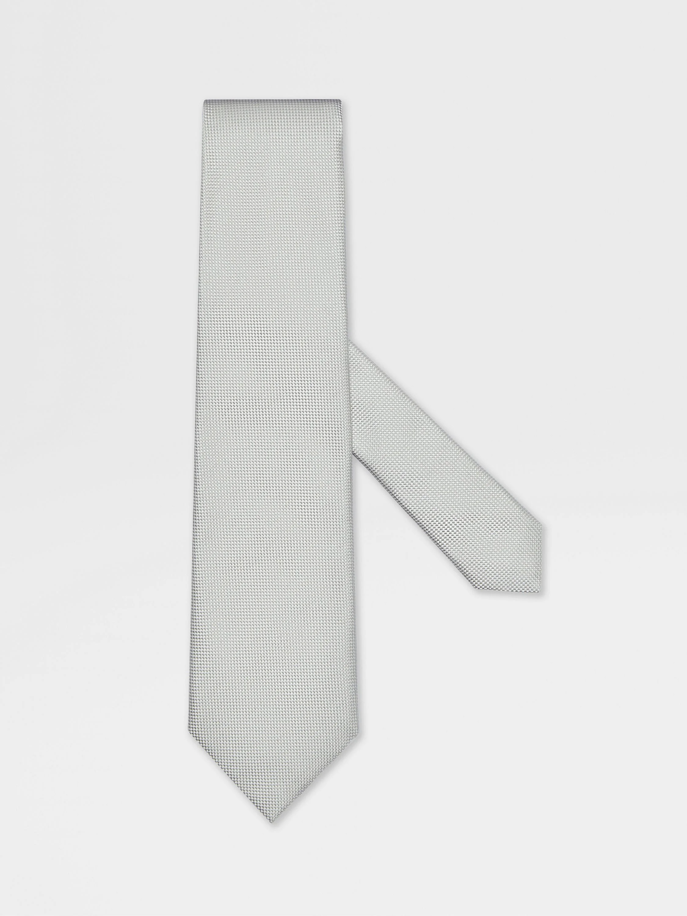 LIGHT GREY SILK TIE - 1