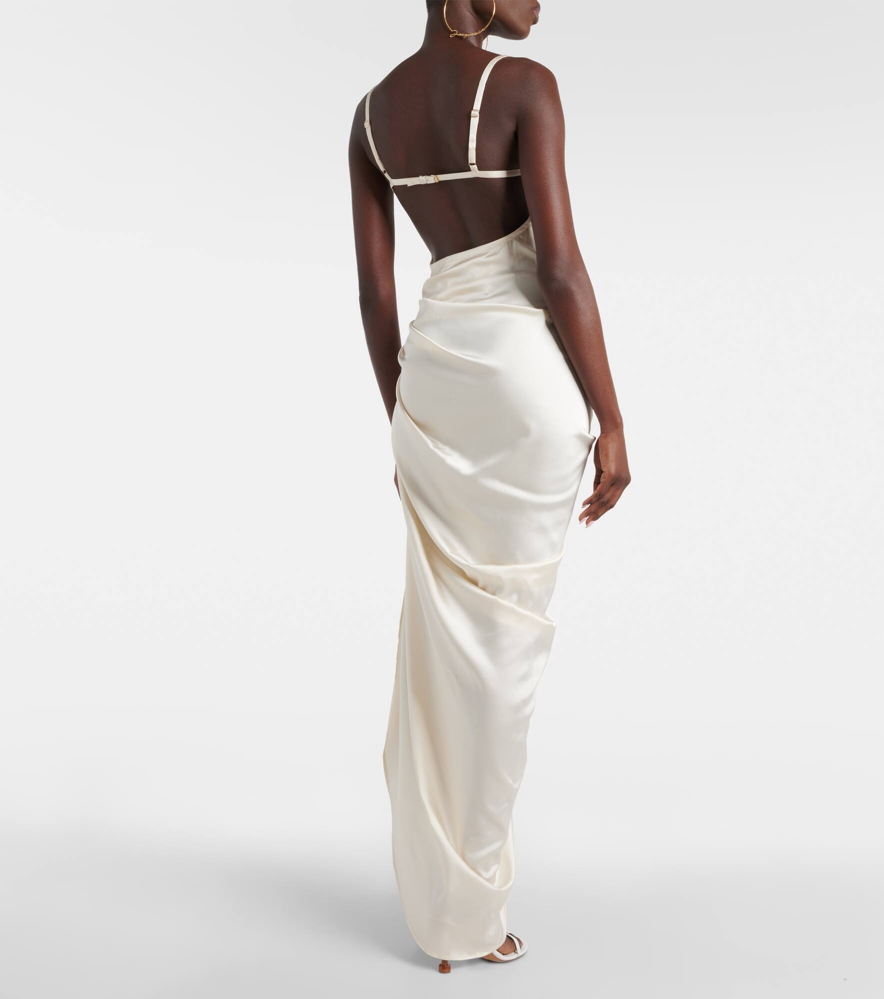 La Saudade Brodée satin slip dress - 3