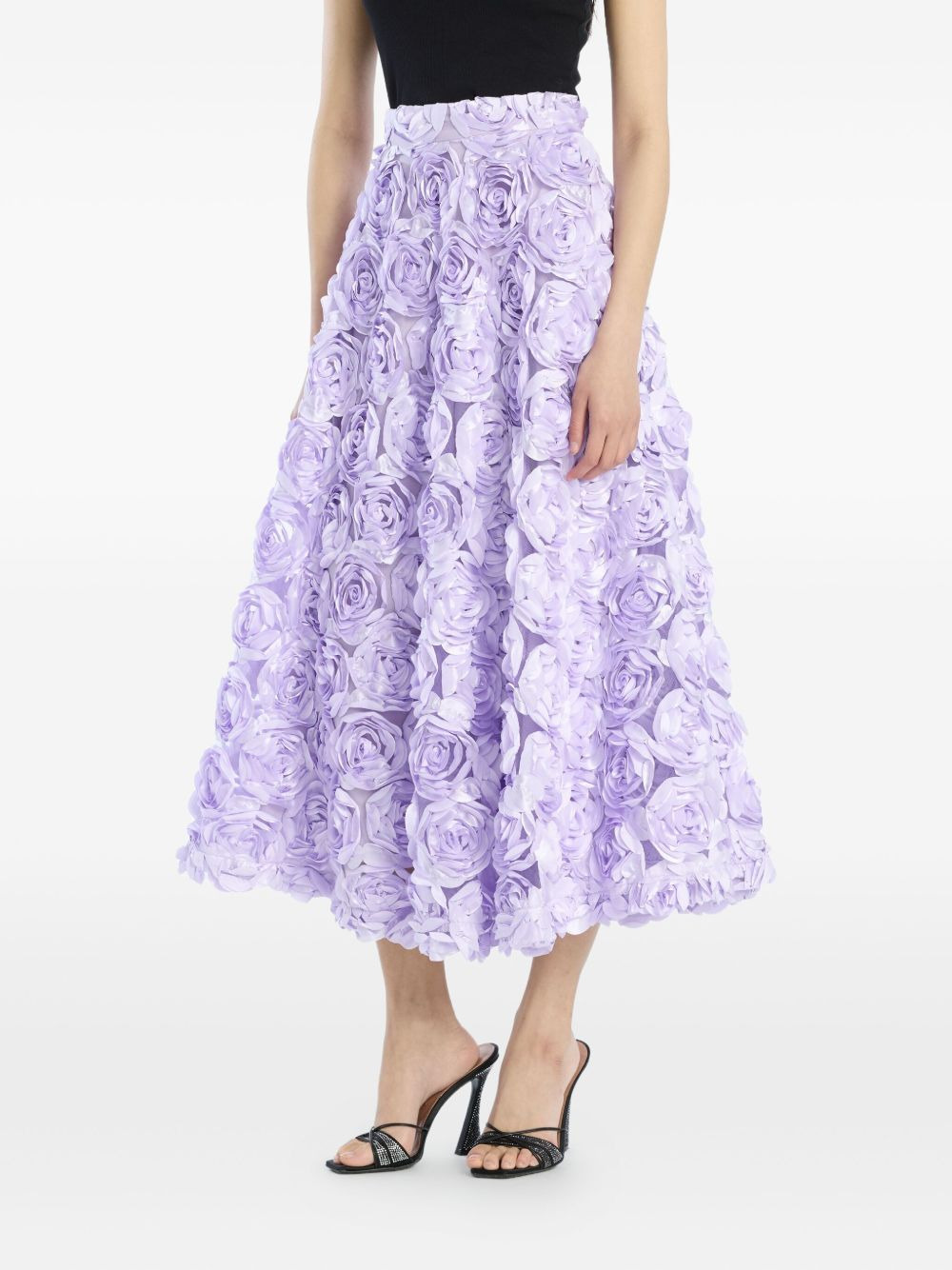 rose-embellished midi skirt - 2