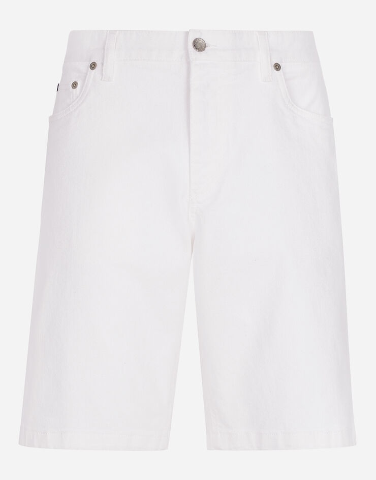 White stretch denim shorts - 1