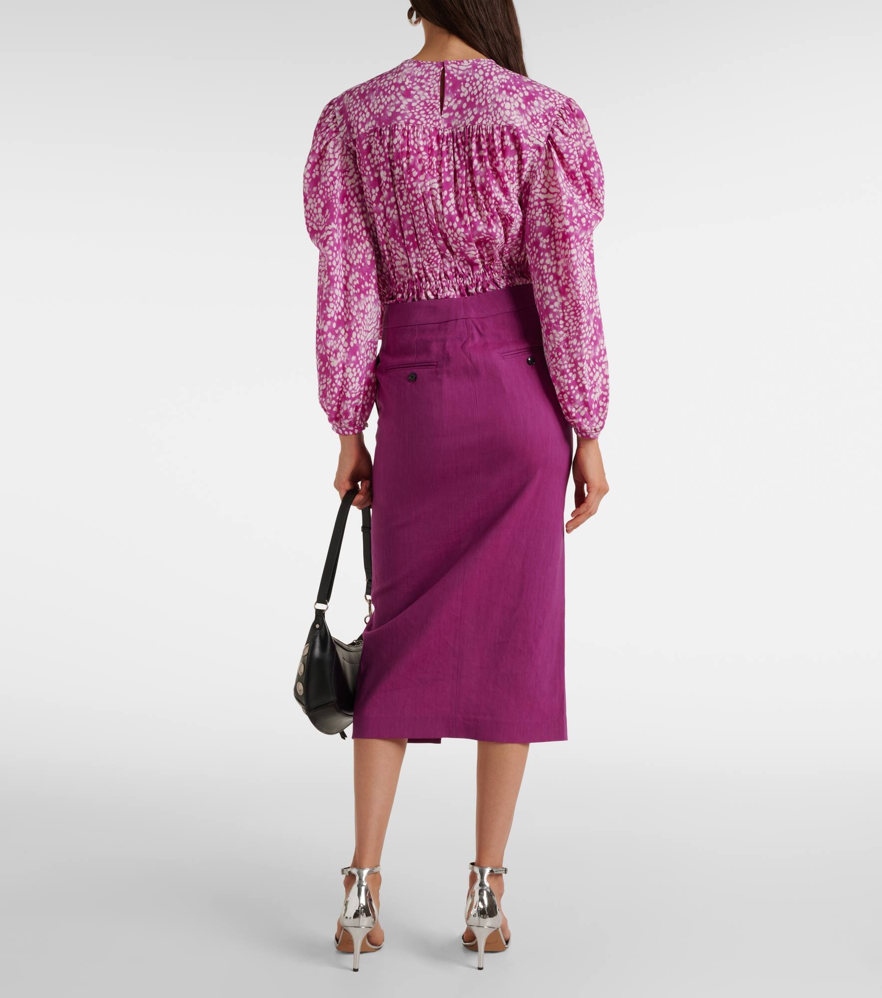Dixina linen-blend midi skirt - 3