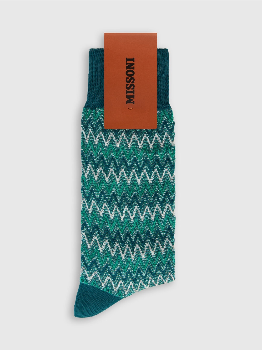 Short socks in cotton blend with zig-zag pattern. - 2
