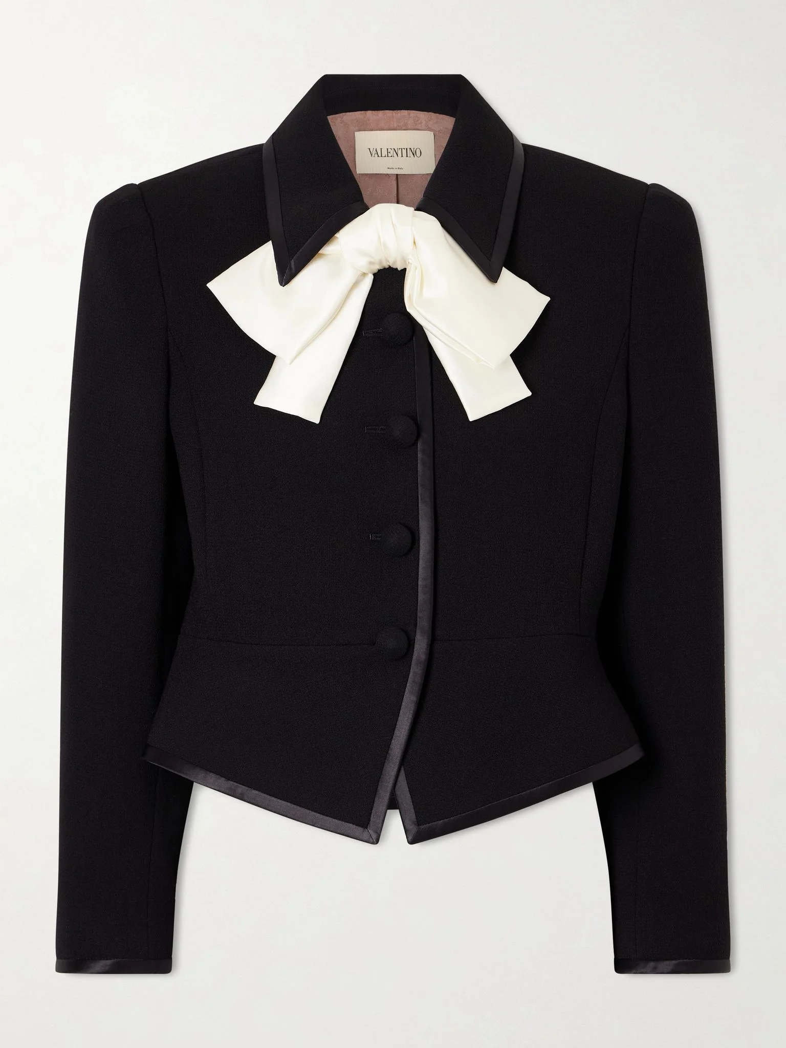 Bow-embellished wool jacket Black - 1
