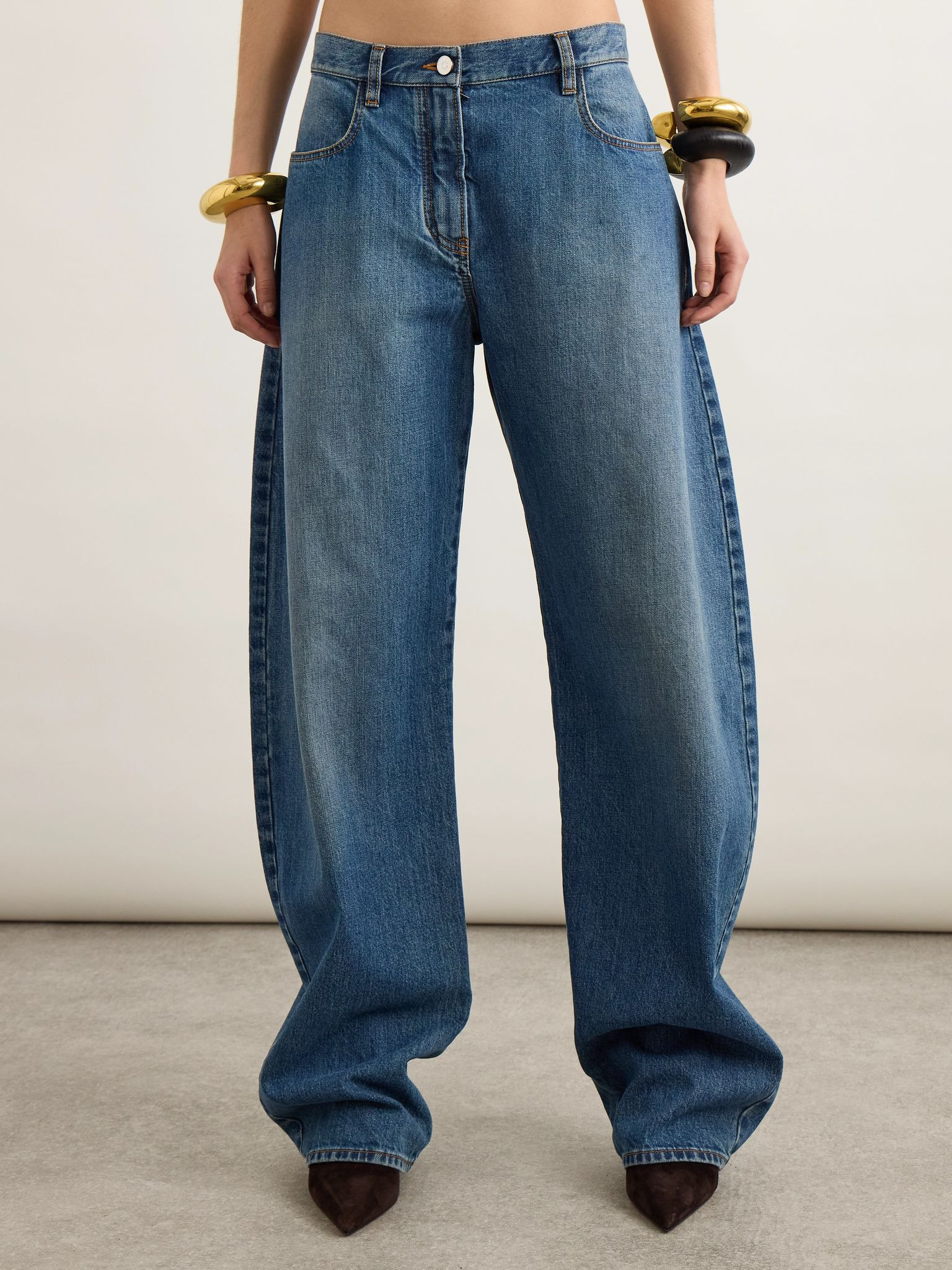 Low-rise barrel-leg jeans Dark denim - 3