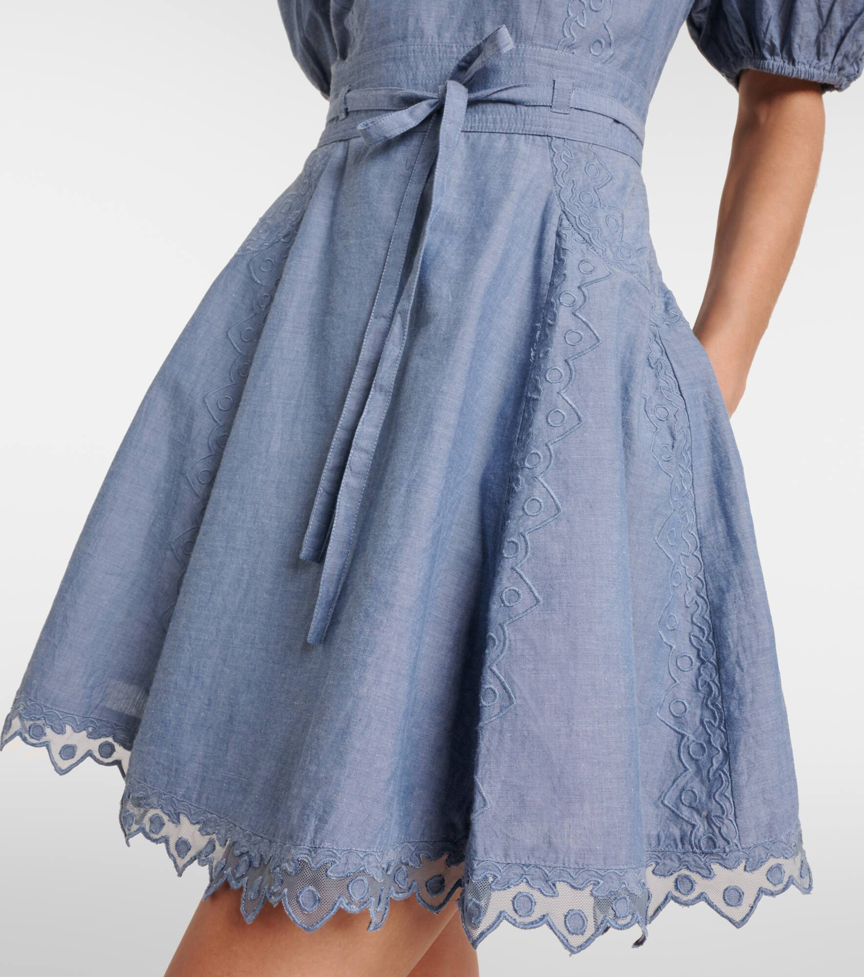 Camila lace-trimmed cotton minidress - 5