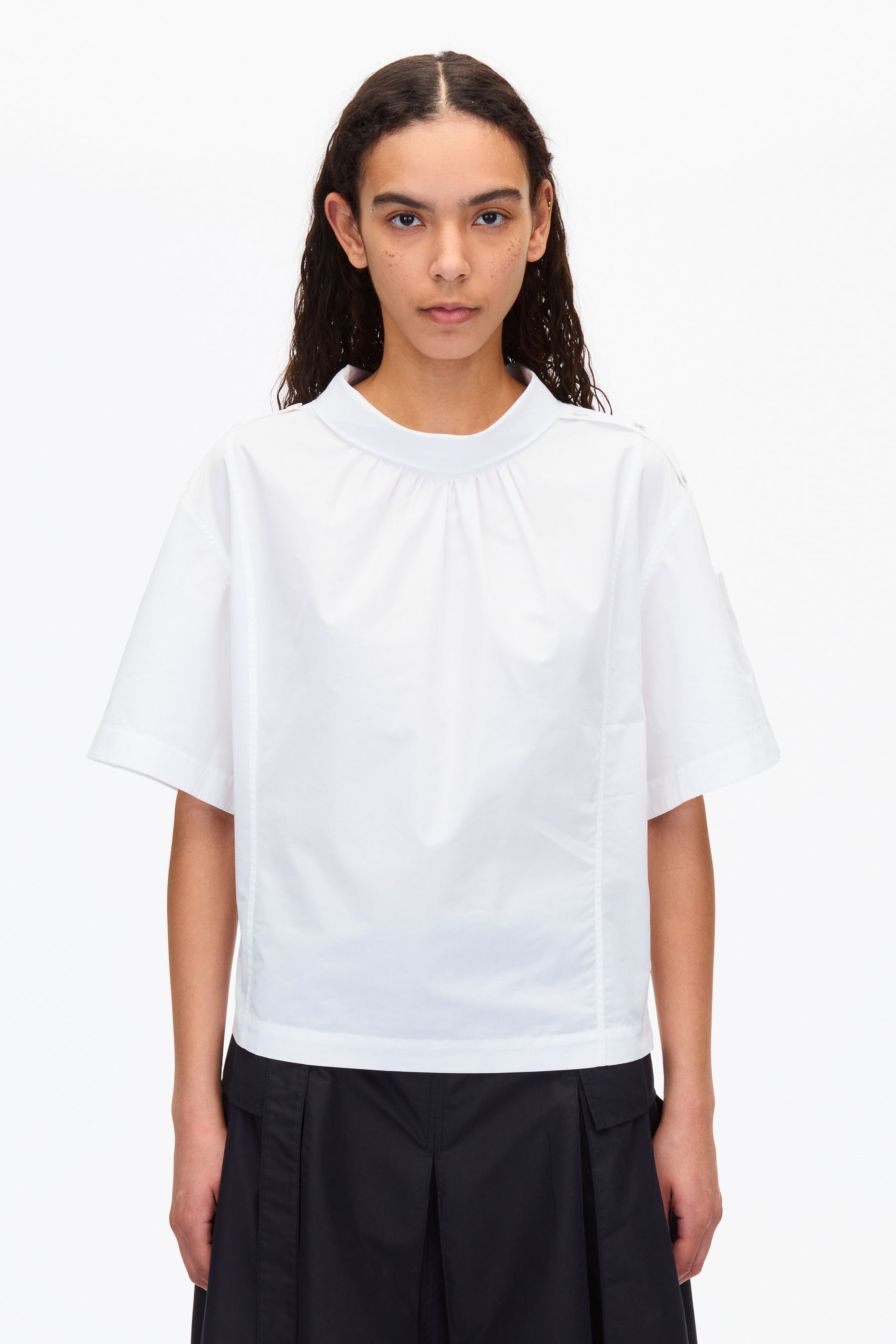 Cocoon Roll Collar Poplin Top - 2