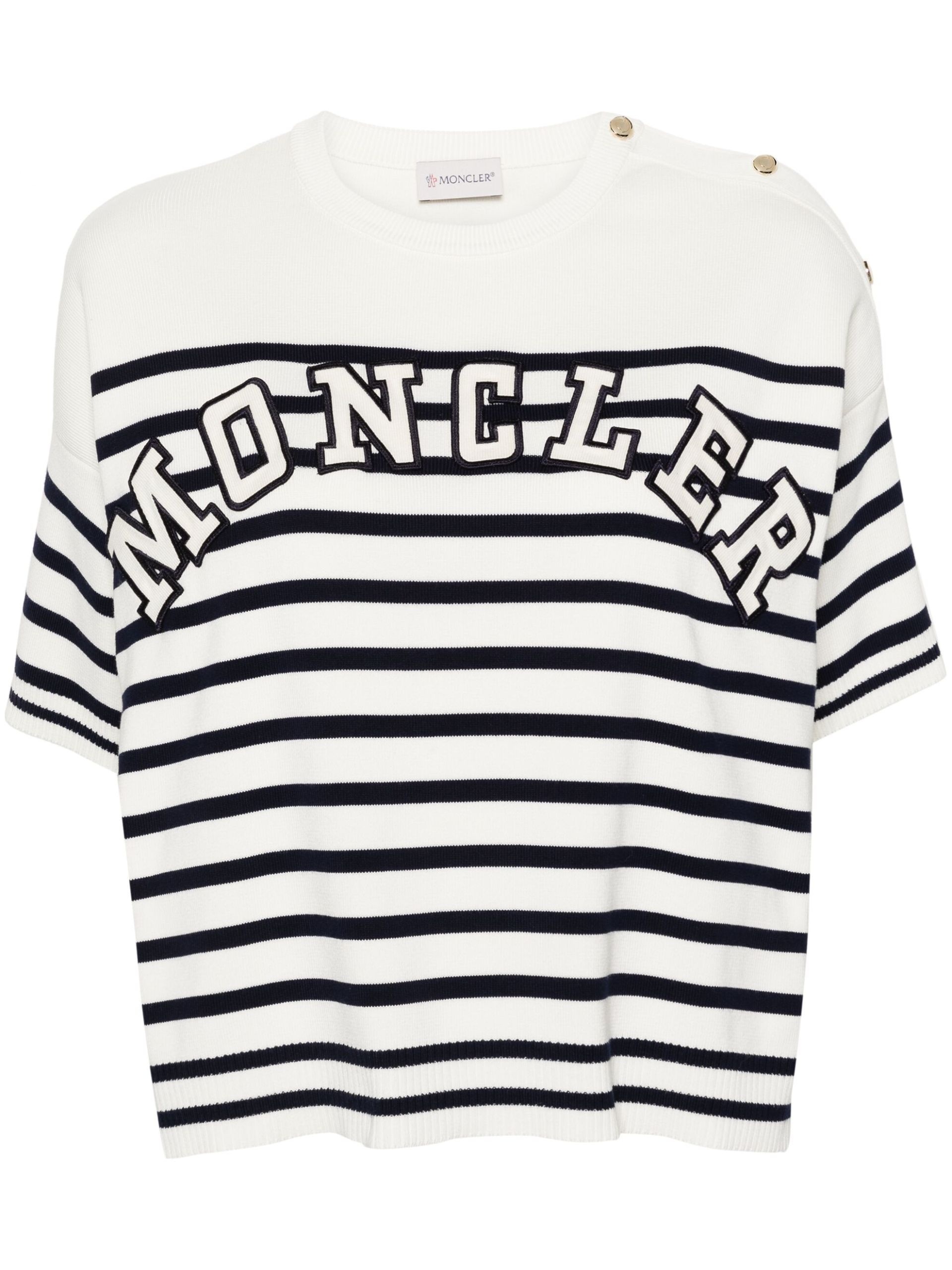 White Striped Logo Lettering T-shirt - 1