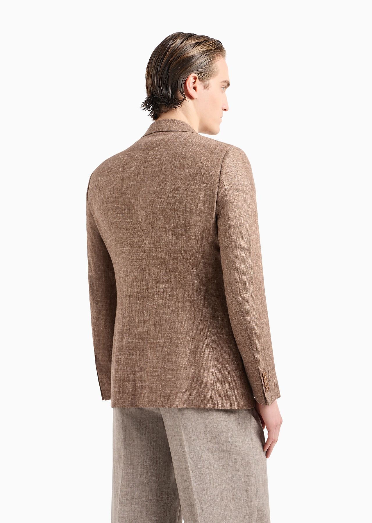 George line single-breasted jacket in linen and silk - 3