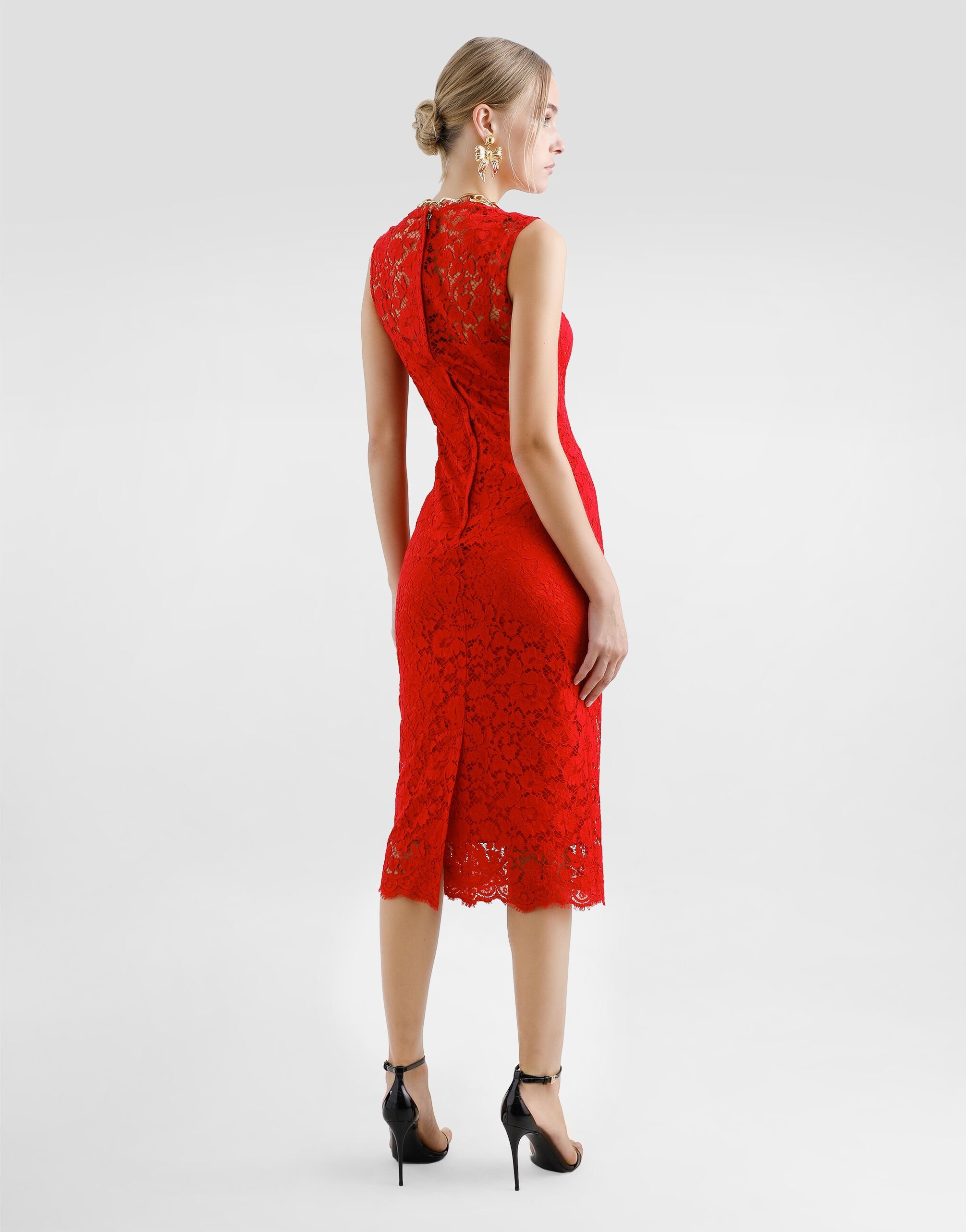 Calf-length sheath dress in floral cordonetto lace - 3