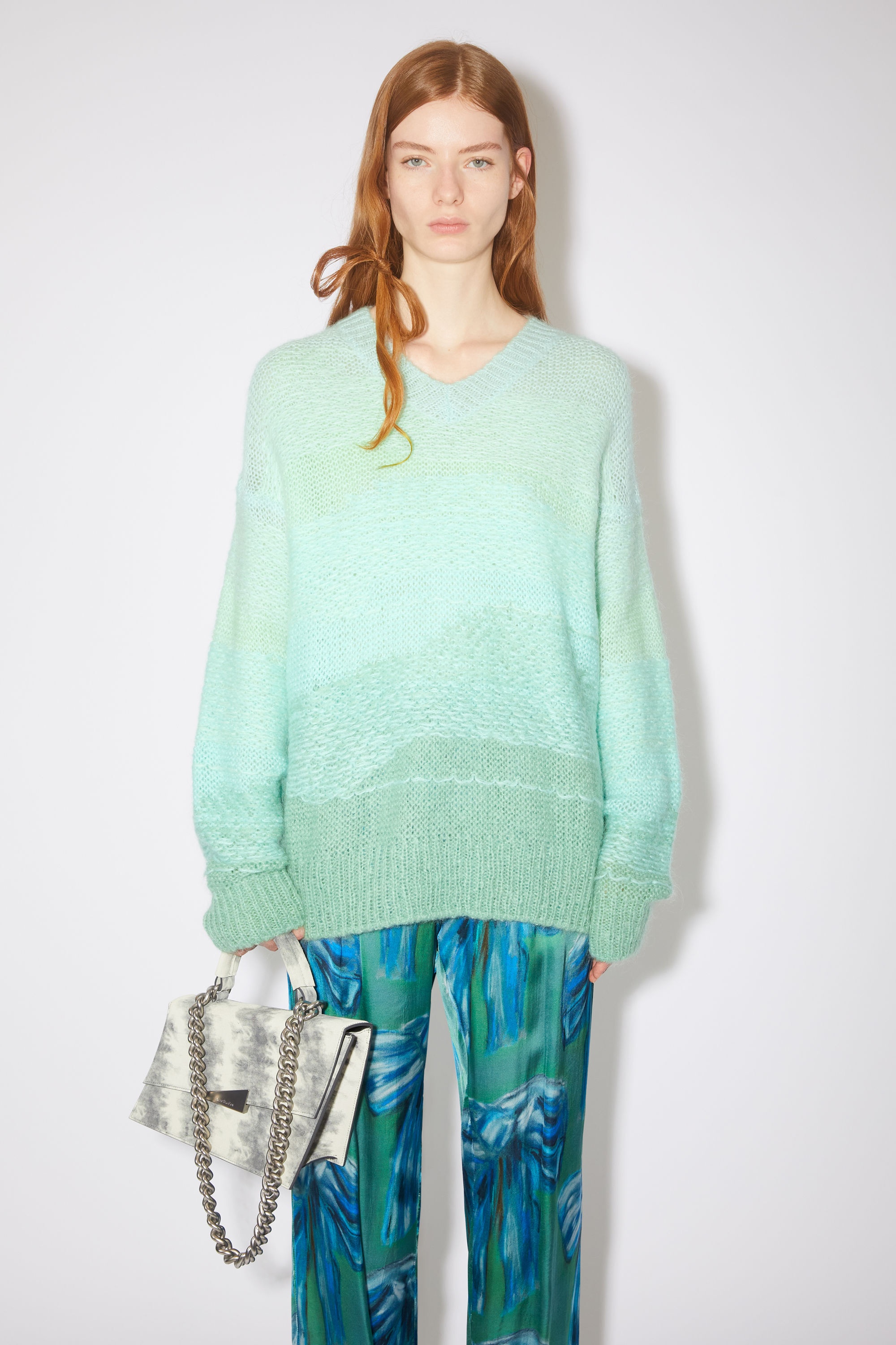 V-neck knit jumper - Mint/multi - 2