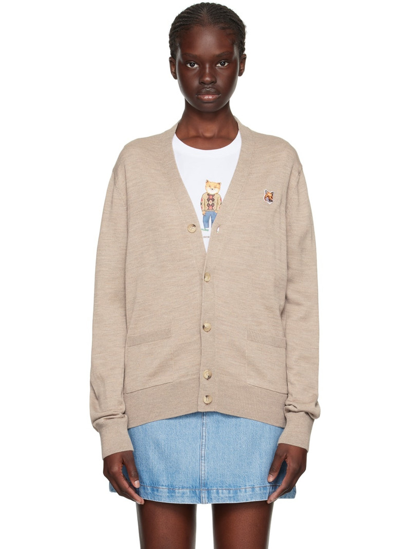 Fox-patch V-neck cardigan 1