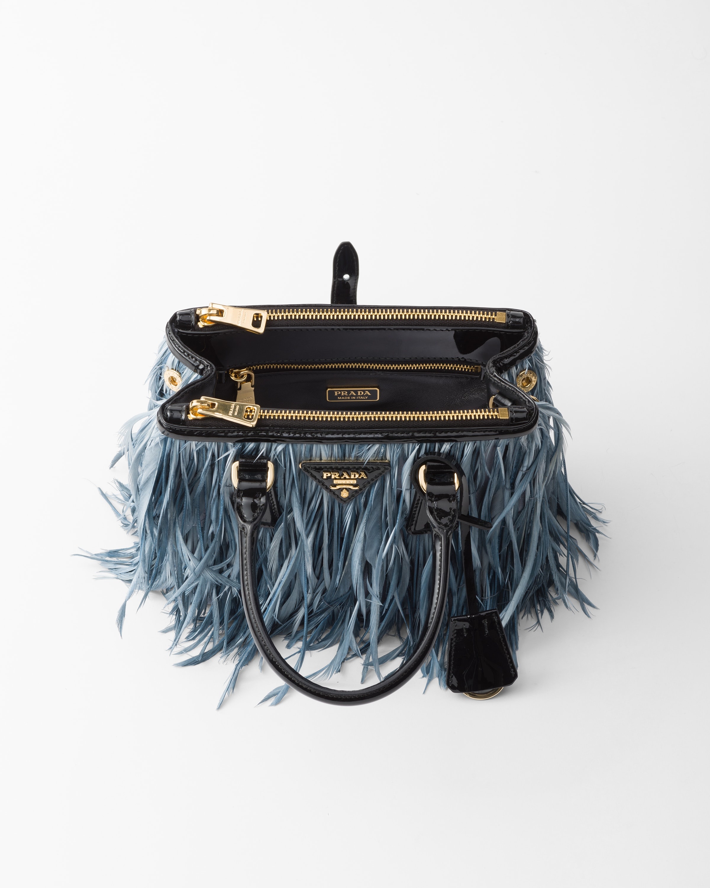 Prada Prada Galleria mini-bag with feather trim | REVERSIBLE