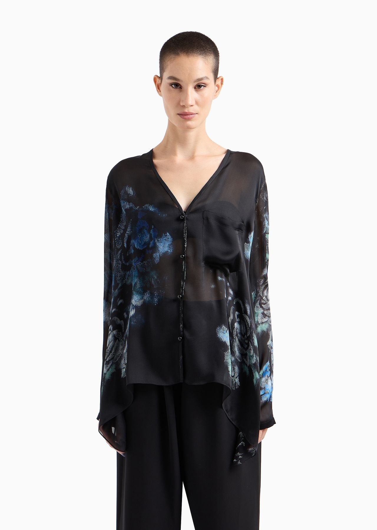 Silk-charmeuse, floral-print shirt - 2