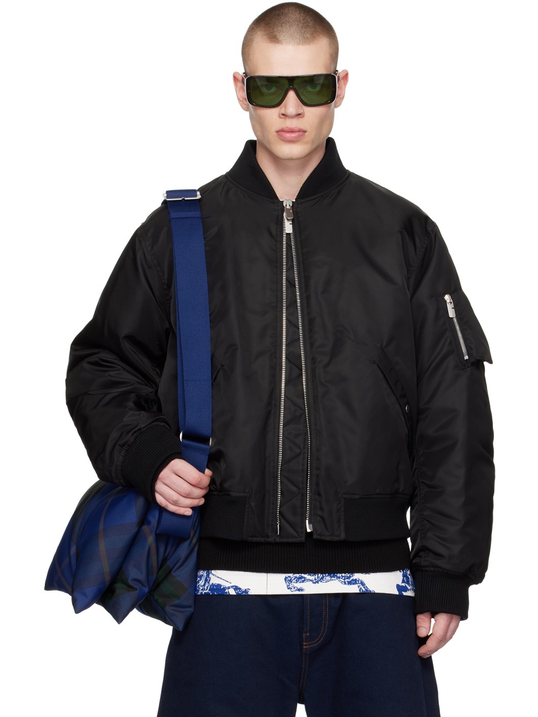 Black Insulated Bomber Jacket - 1