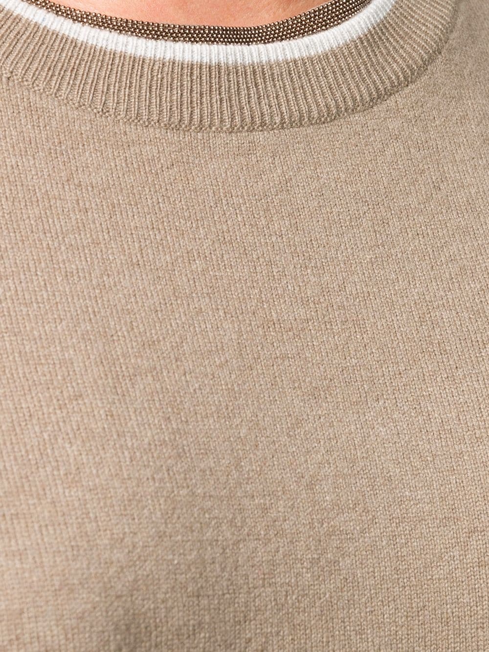 bead-trim wool jumper - 5