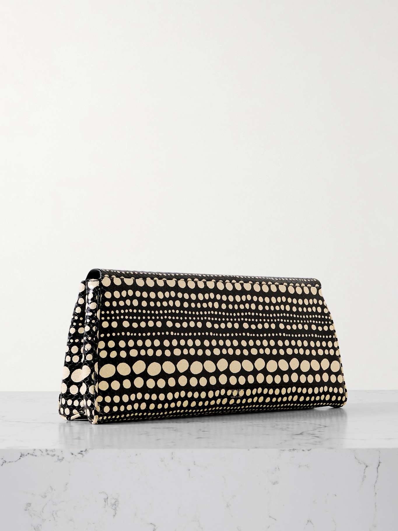Audrey polka-dot snake-effect leather clutch Black - 3