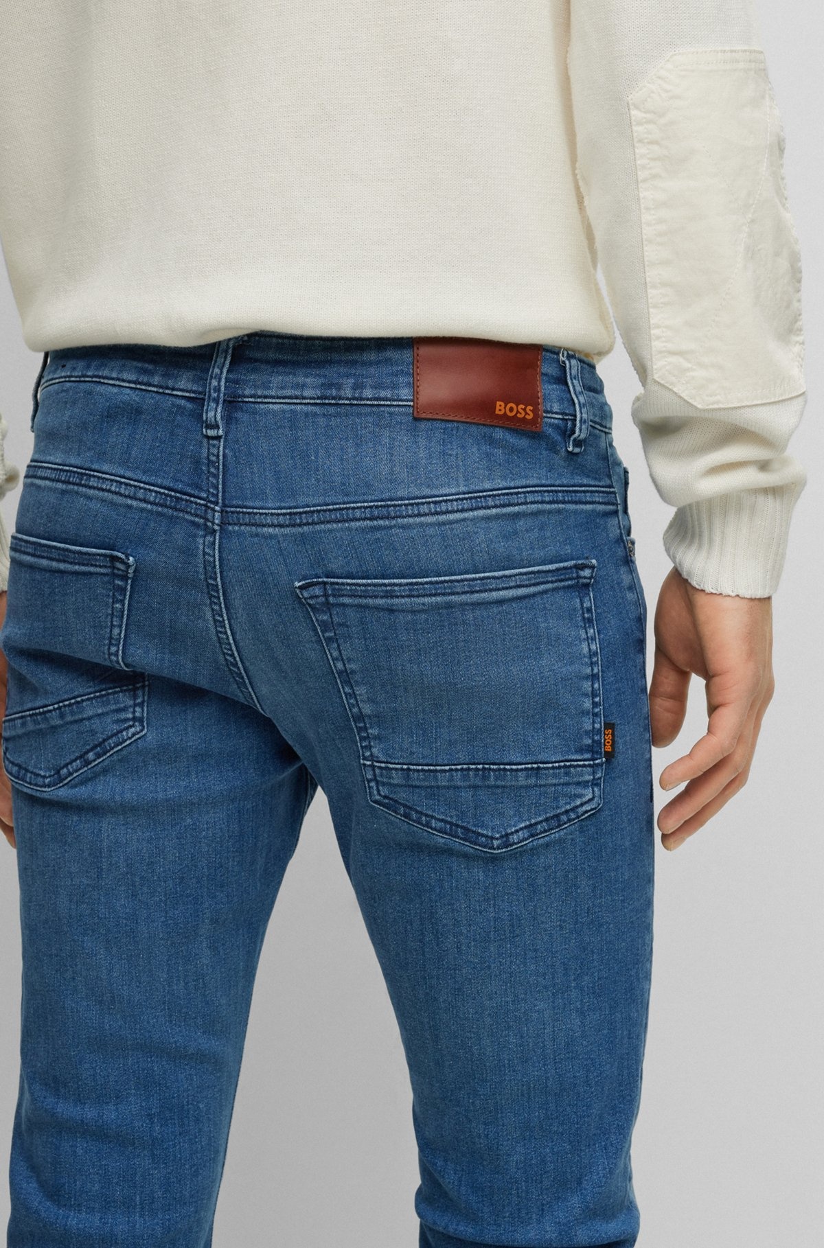 SLIM-FIT JEANS IN BLUE SUPER-STRETCH DENIM - 5
