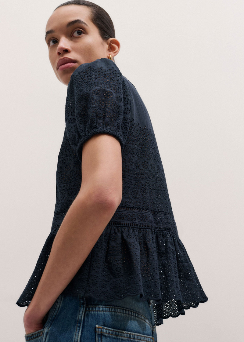 ME+EM Broderie Peplum Top outlook