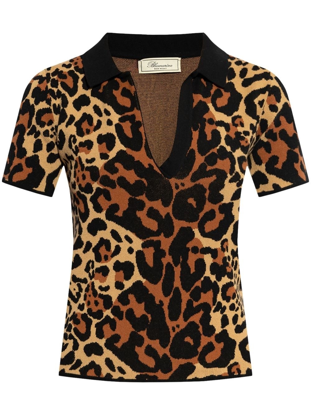 leopard-print knitted top - 1