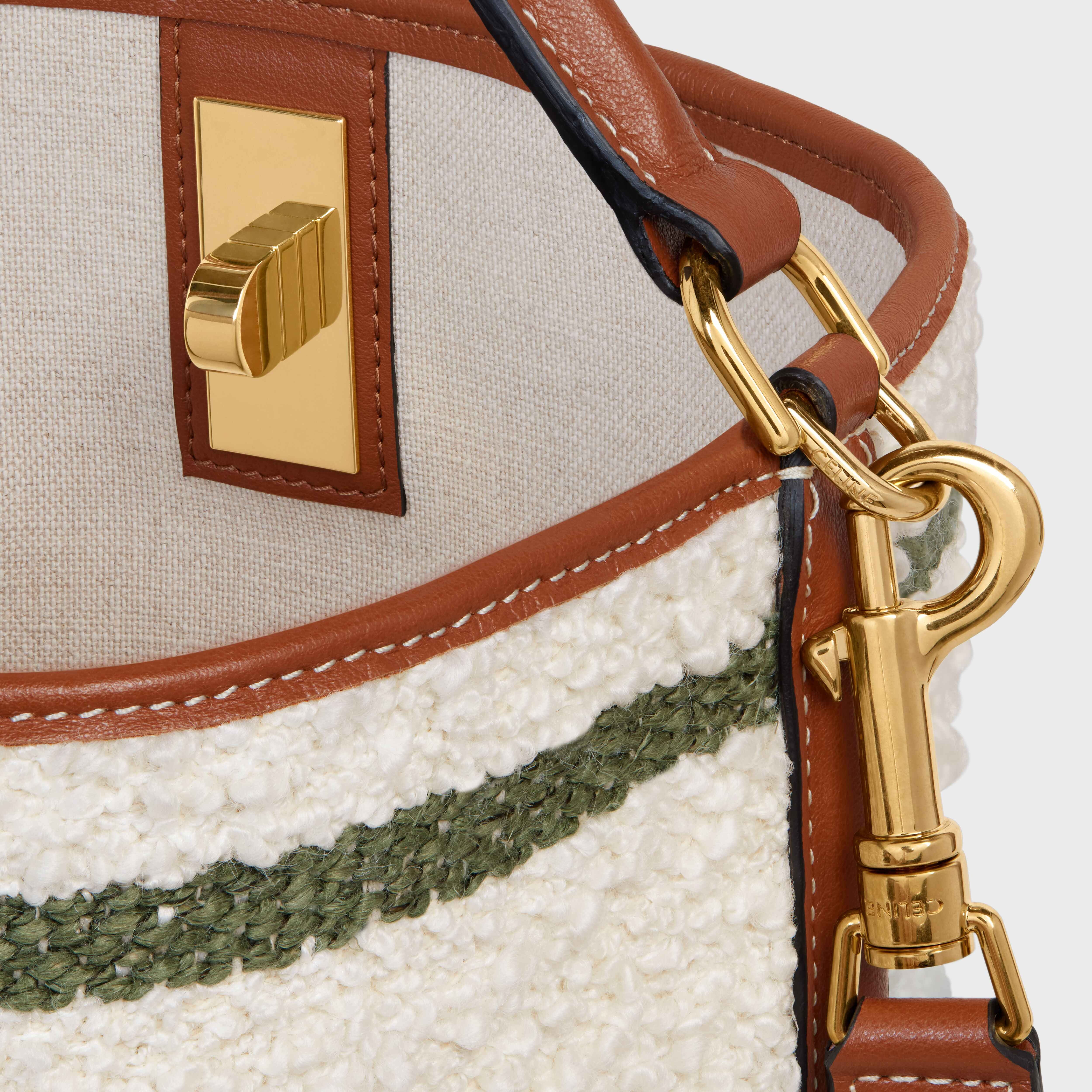 Bucket 16 Bag in STRIPED TEXTILE WITH CELINE AND CALFSKIN - 4