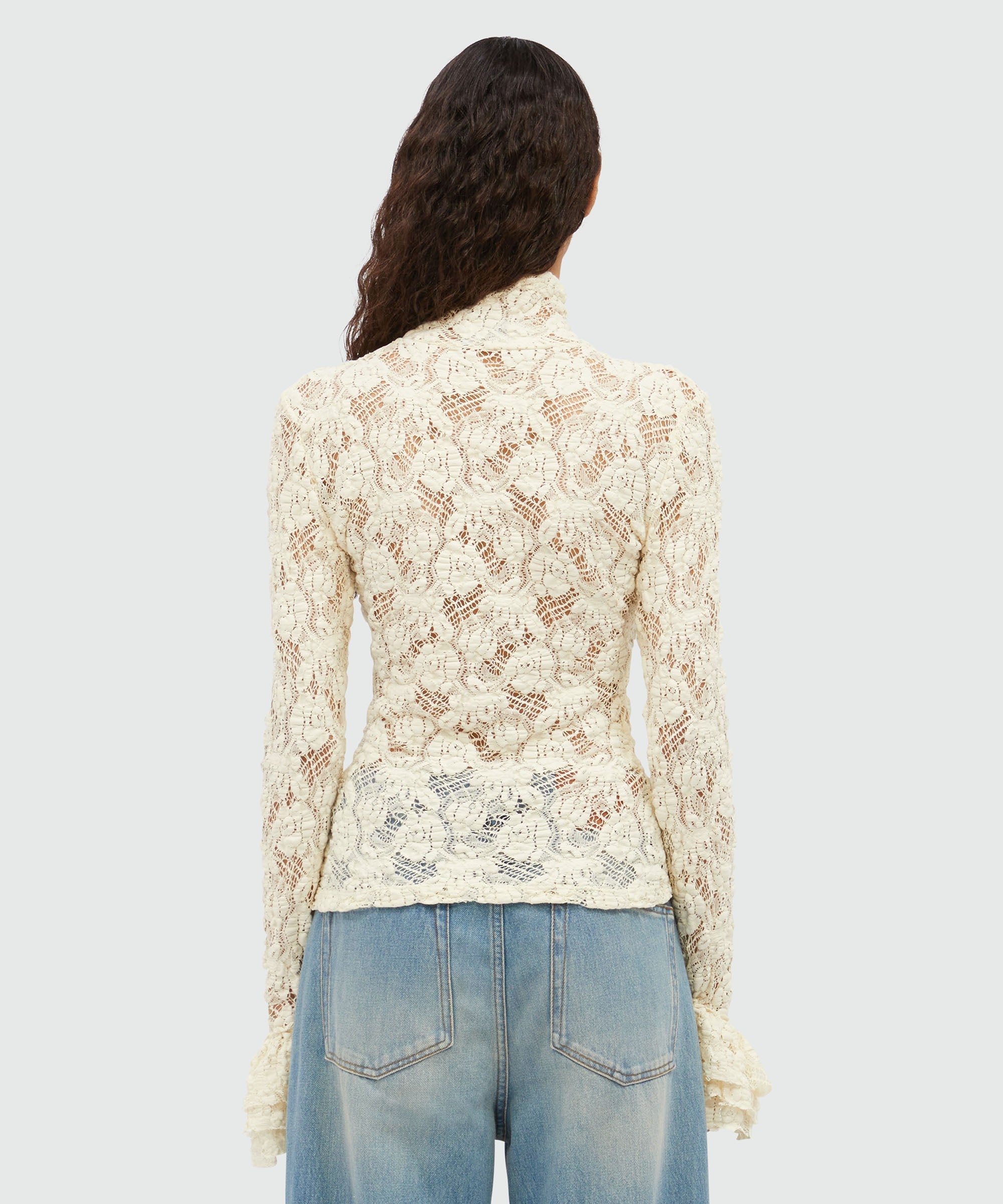 Ivory stretch lace blouse - 3