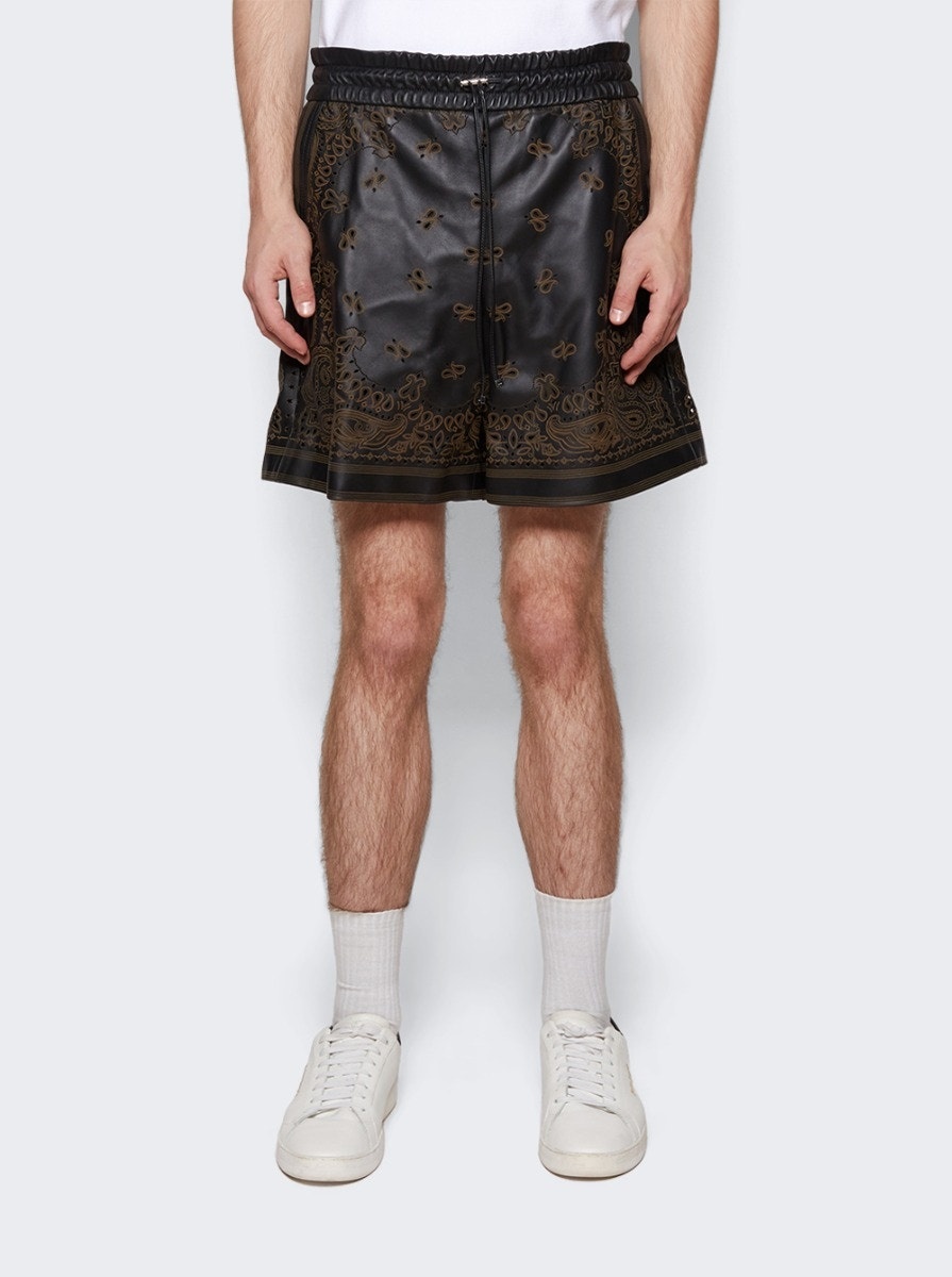 Leather Bandana Shorts Black - 3