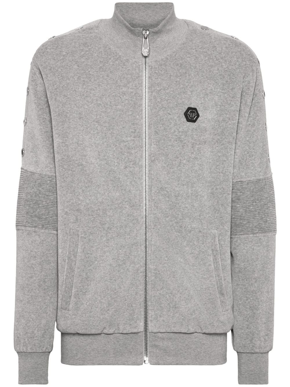 logo-plaque cotton track jacket - 1