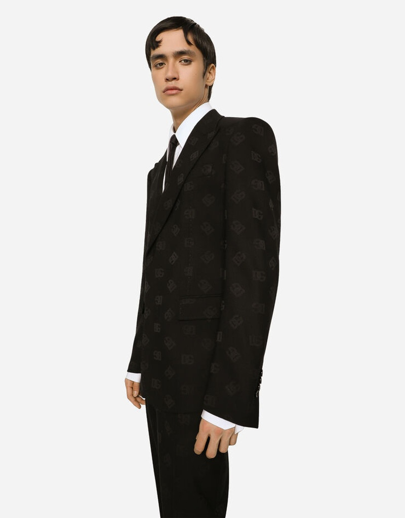 Single-breasted wool Sicilia-fit jacket with jacquard DG detailing 4