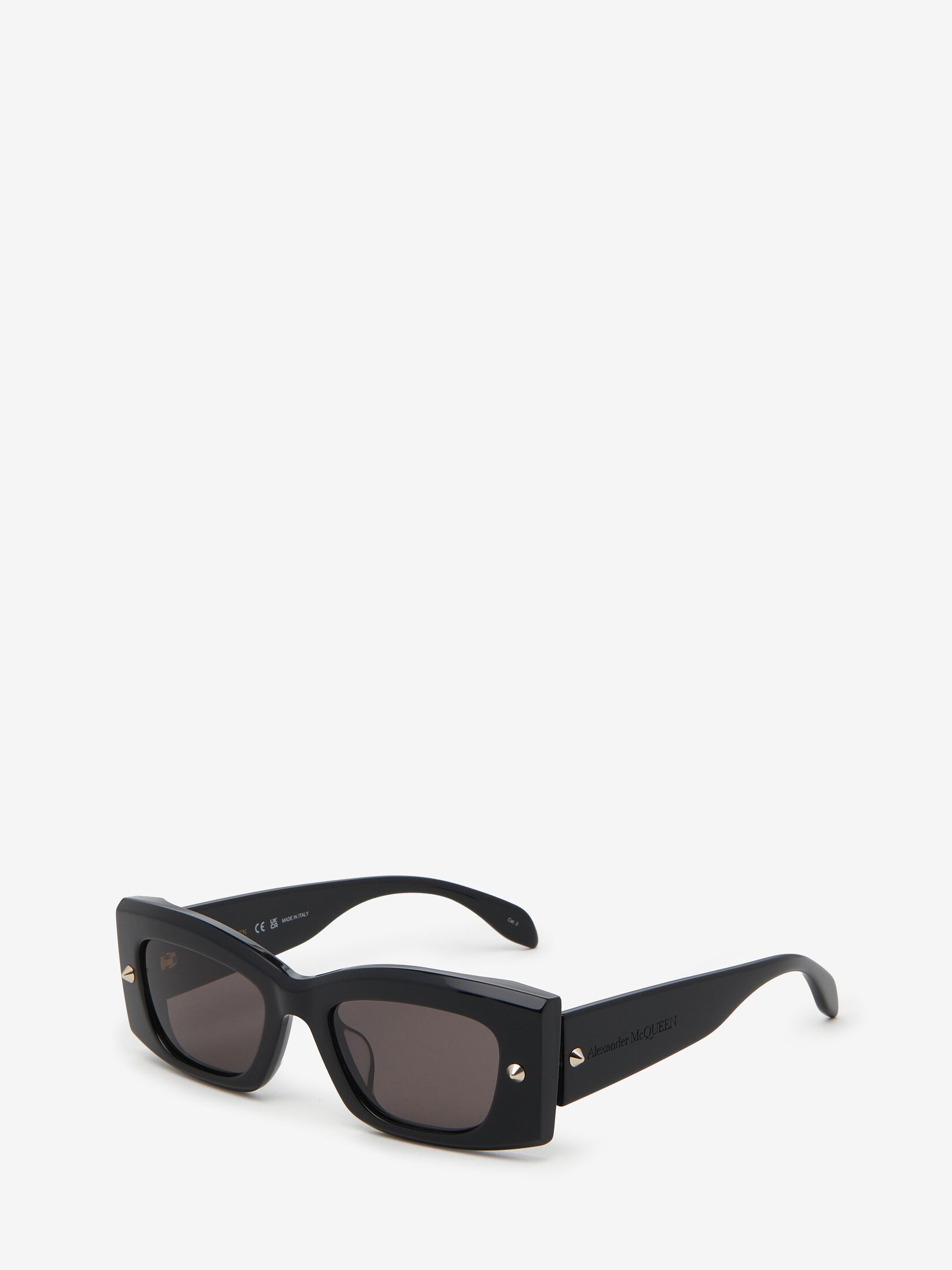 Spike Studs Rectangular Sunglasses in Black/smoke - 2