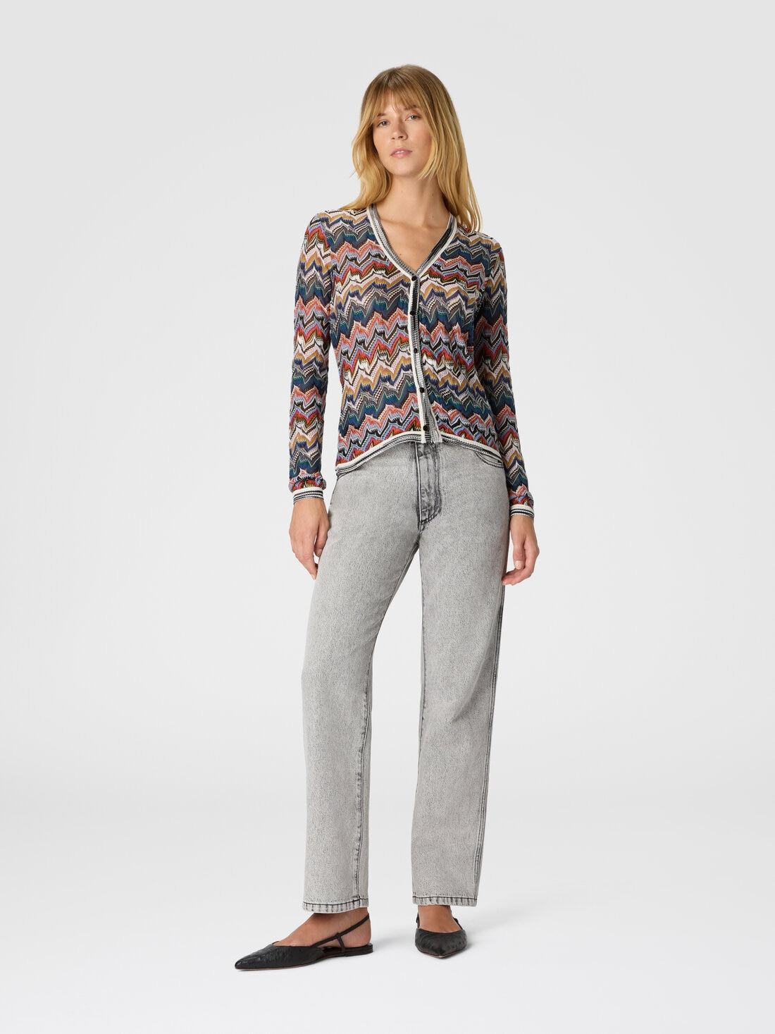 V-neck cardigan in embroidered lace - 2