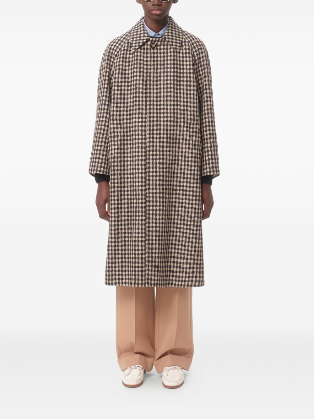 checked long coat - 2