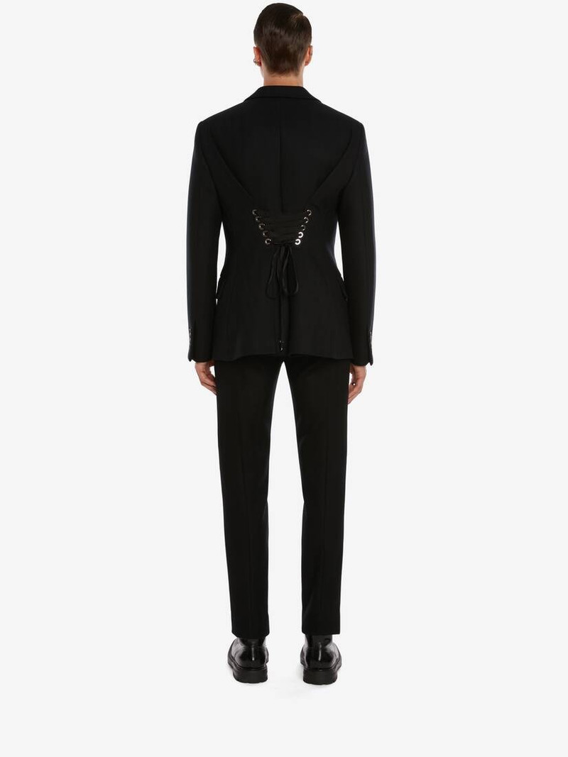 Herringbone Lace Detail Jacket in Black 4