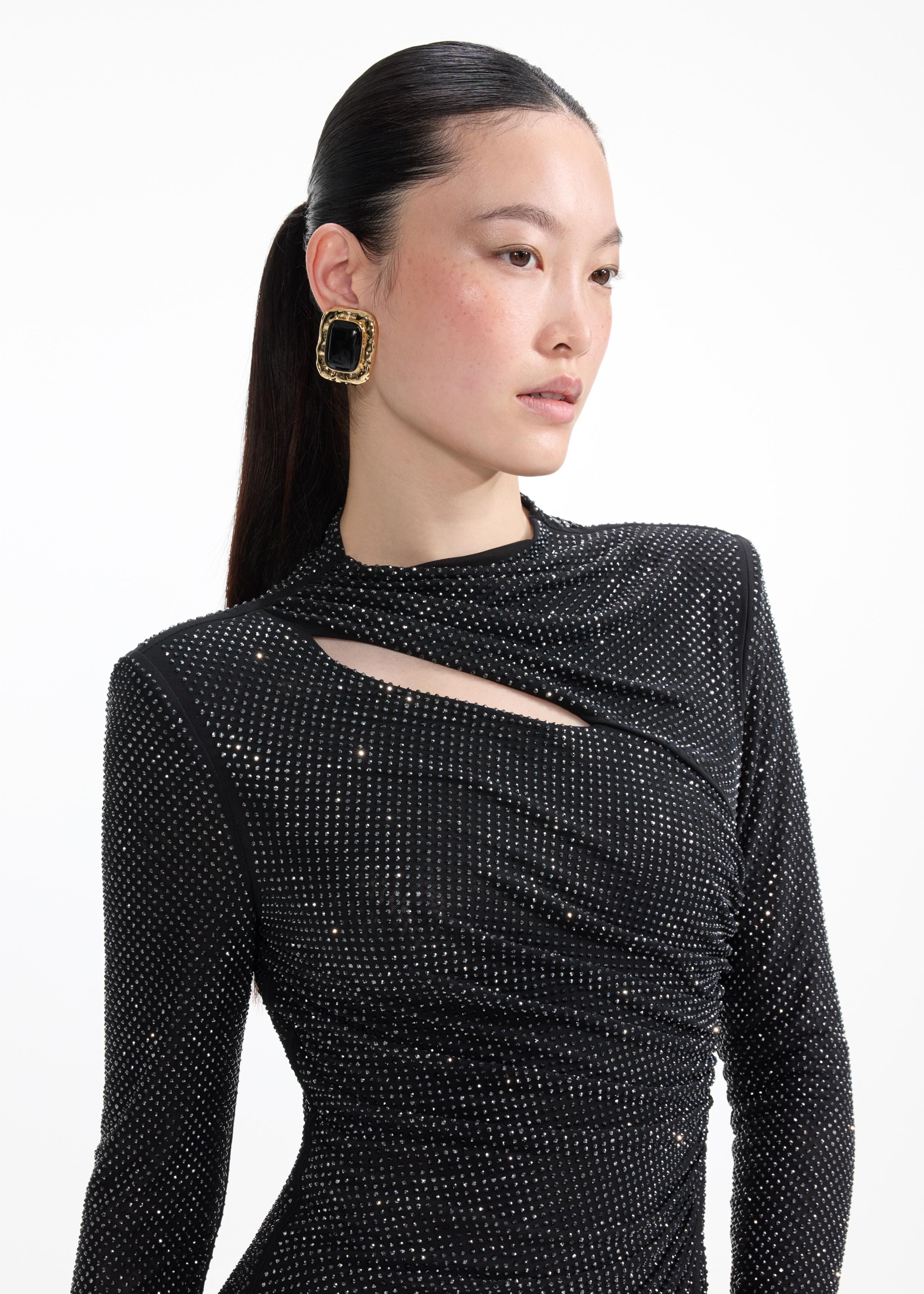 Mottled Gold Black Earrings - 4