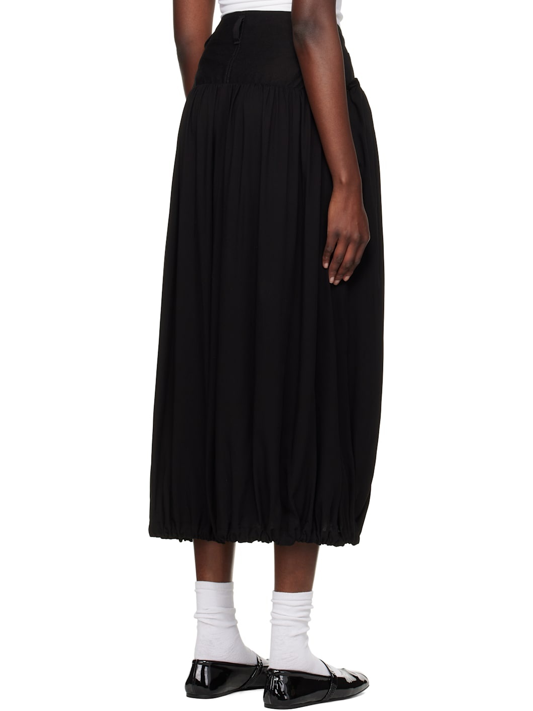 Black Combination Denim Maxi Skirt - 3