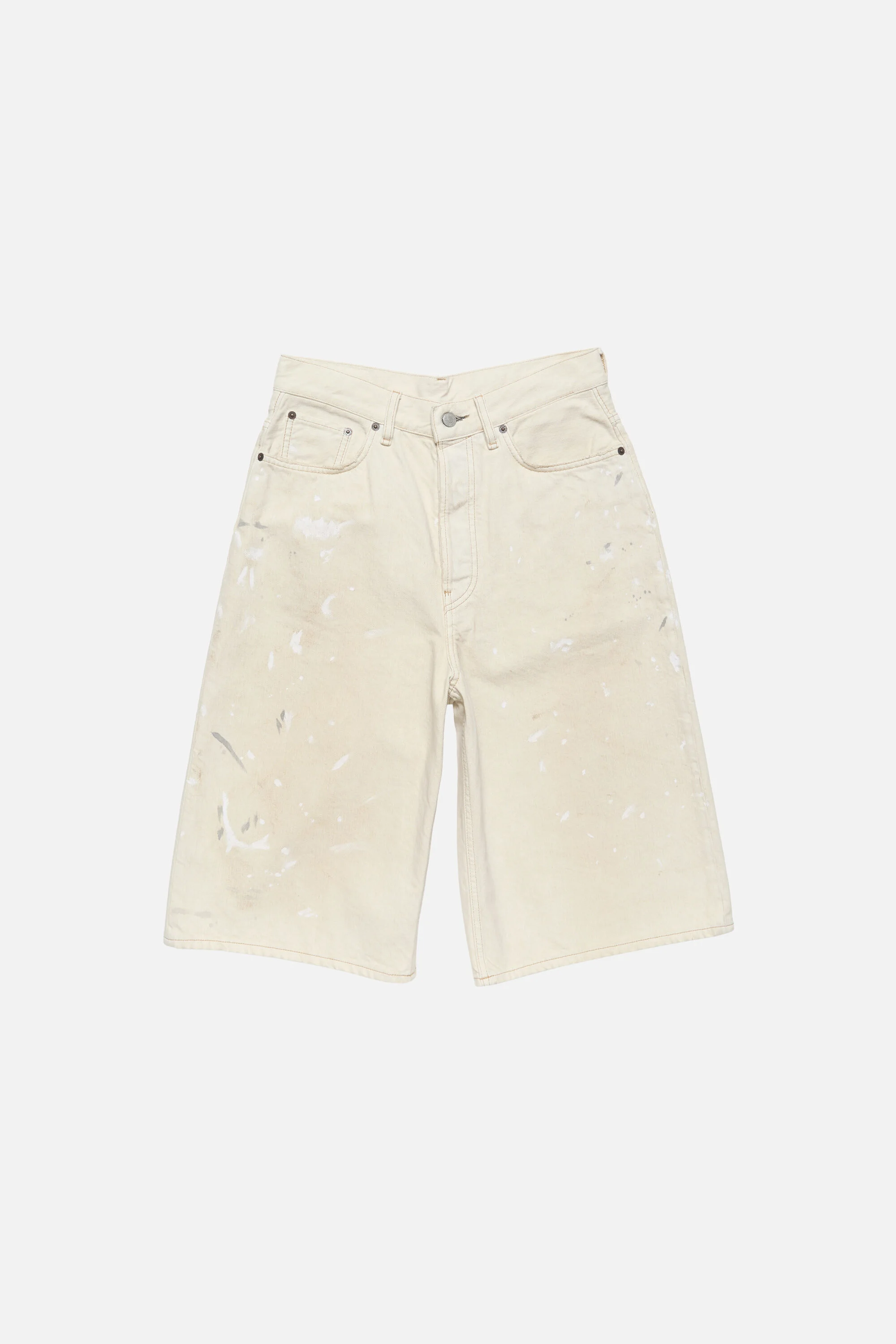 Stained denim shorts - White - 1