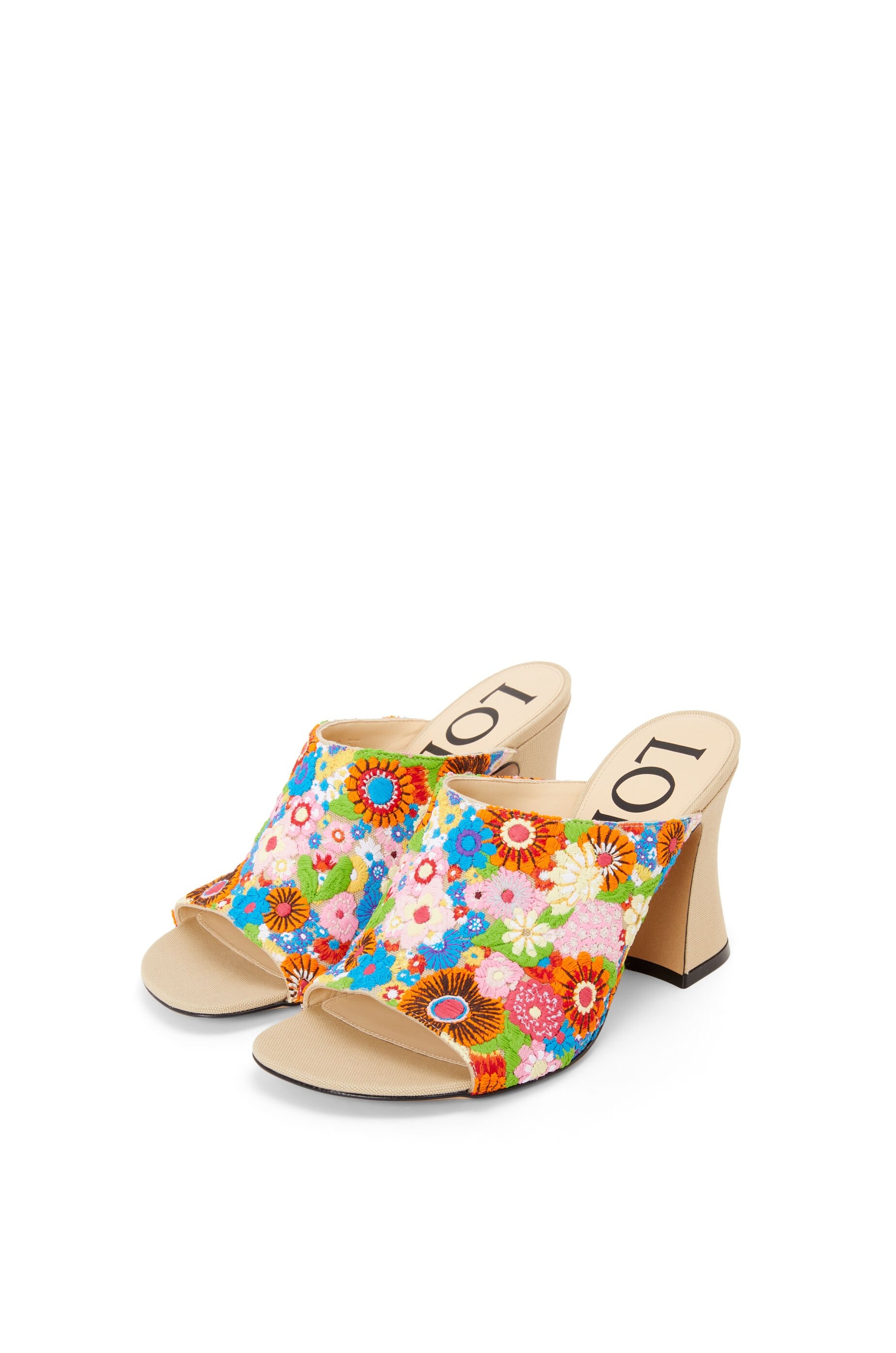Calle open mule in embroidered canvas - 3